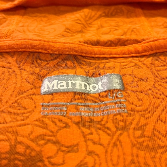Marmot Orange Floral Long Sleeve Hooded Top | Women’s L - Picture 2 of 8